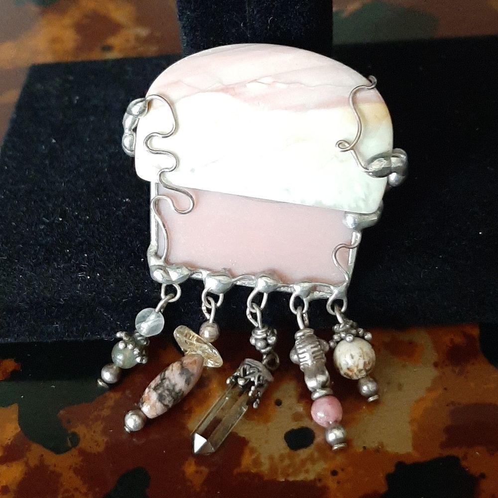 Vintage artisan ceramic brooch 